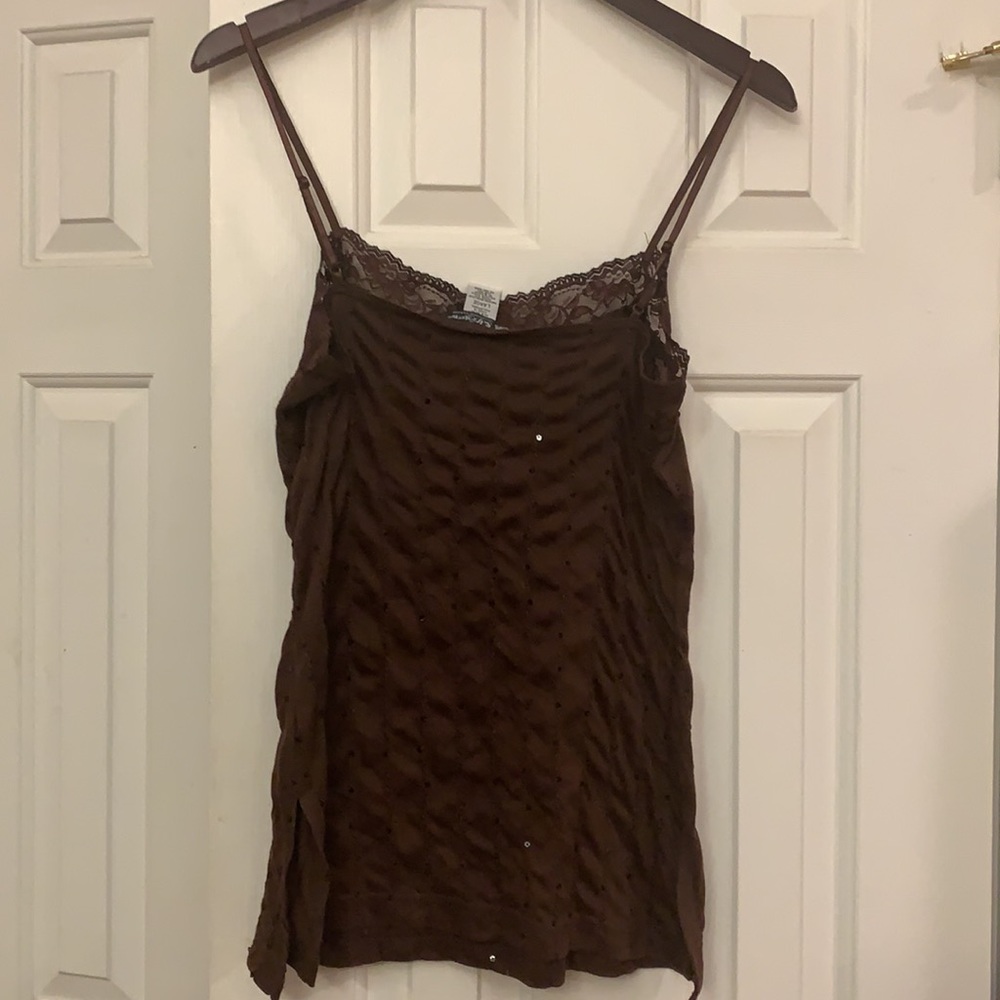 Self Esteem Brown Lace-Trim Cami Tank Top - Picture 8 of 12
